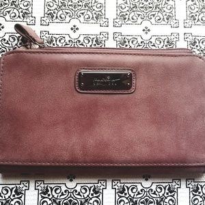 Nicole Miller Mauve Leather Wallet Snake Lining